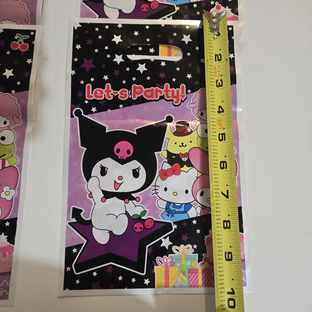 Cute Sanrio Character Party Favor Bags With Stickers - Black and Pink